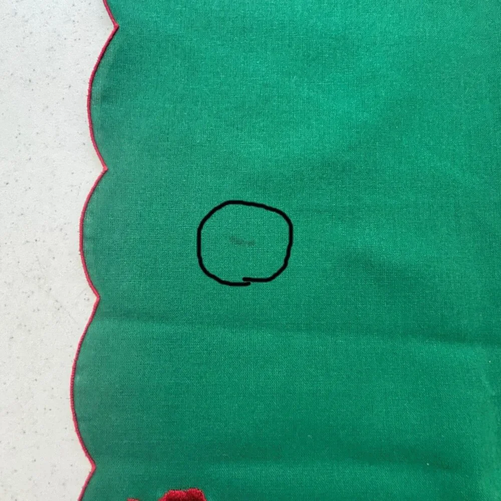 Embroidered Green Christmas Table Runner Set of 2 Holiday Kitchen Decor 12x70